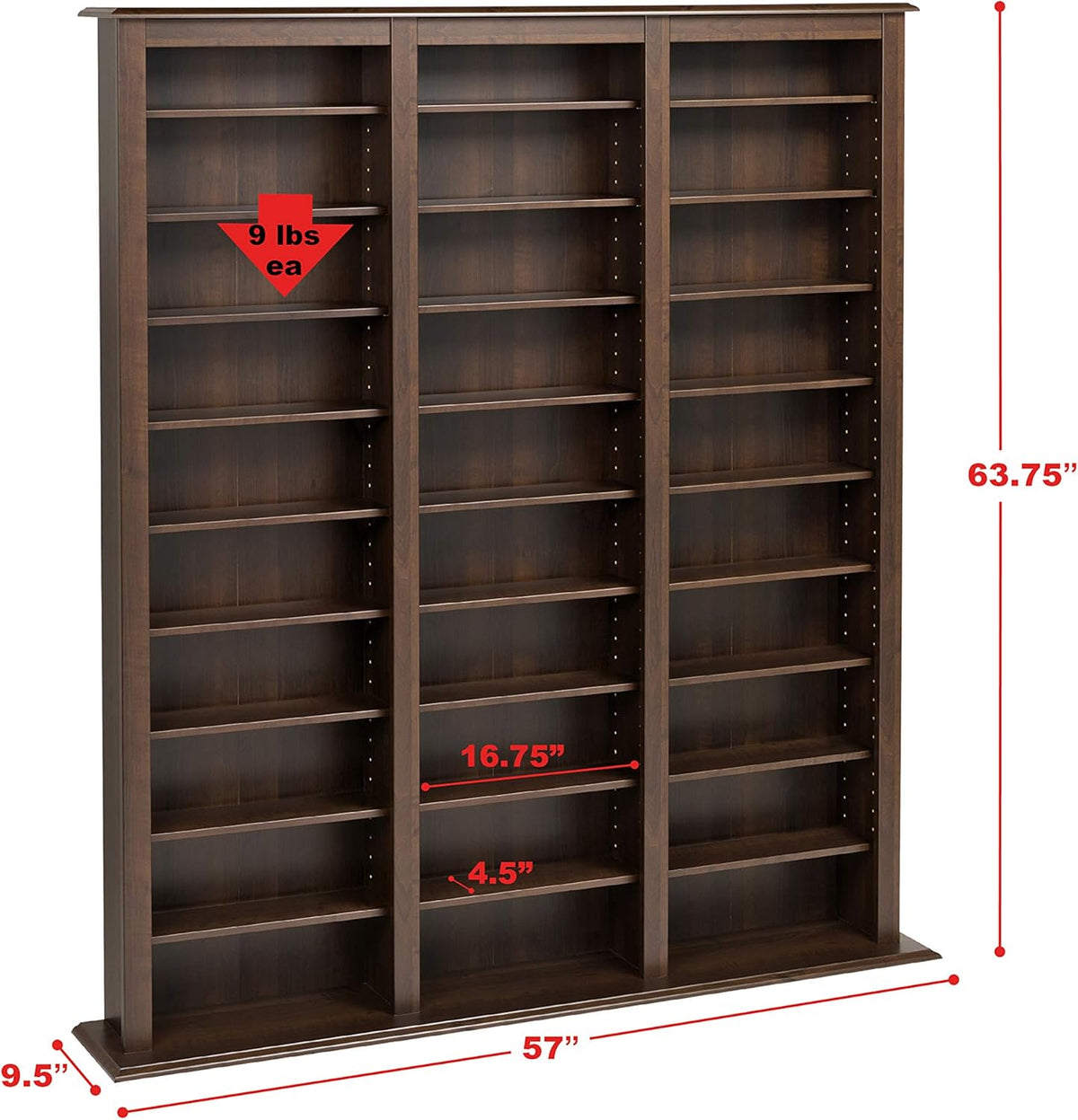 Espresso Triple Width Barrister Tower E697