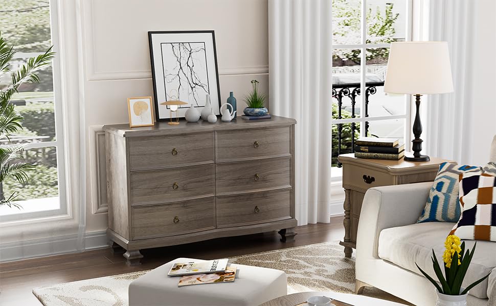 White 6 Drawer Wooden Dresser X315