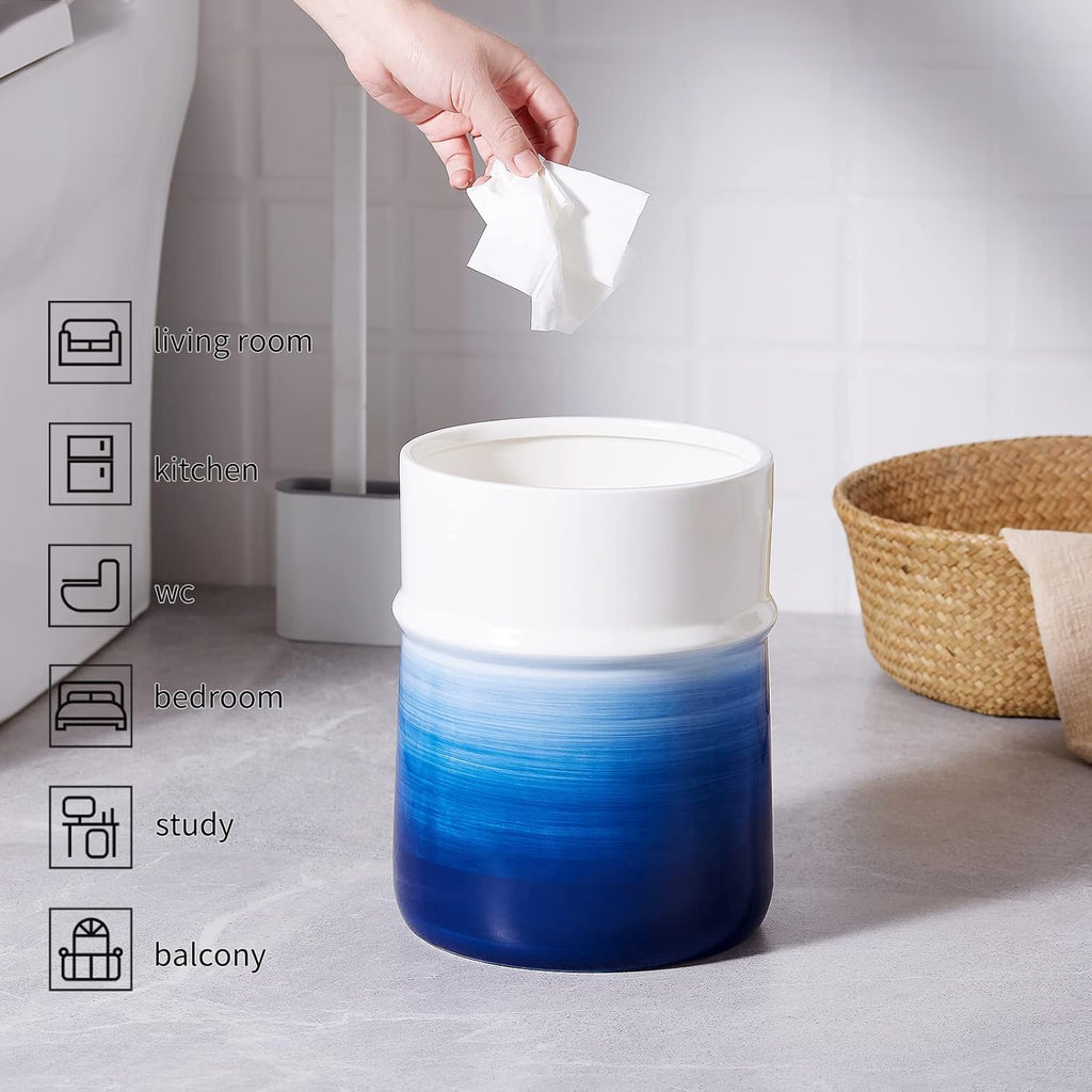 Round Small Navy Blue Trash Can Y891826