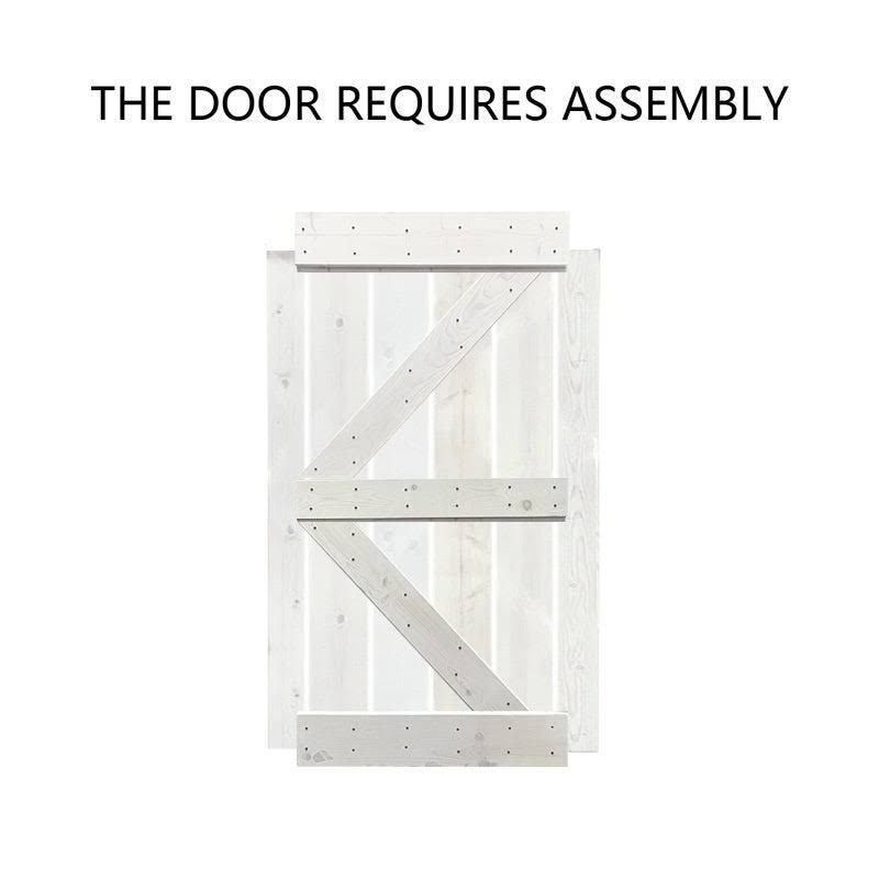 Solid Weather Oak Stained Knotty Pine Wood Interior Sliding Barn Door with Hardware Kit R20858
