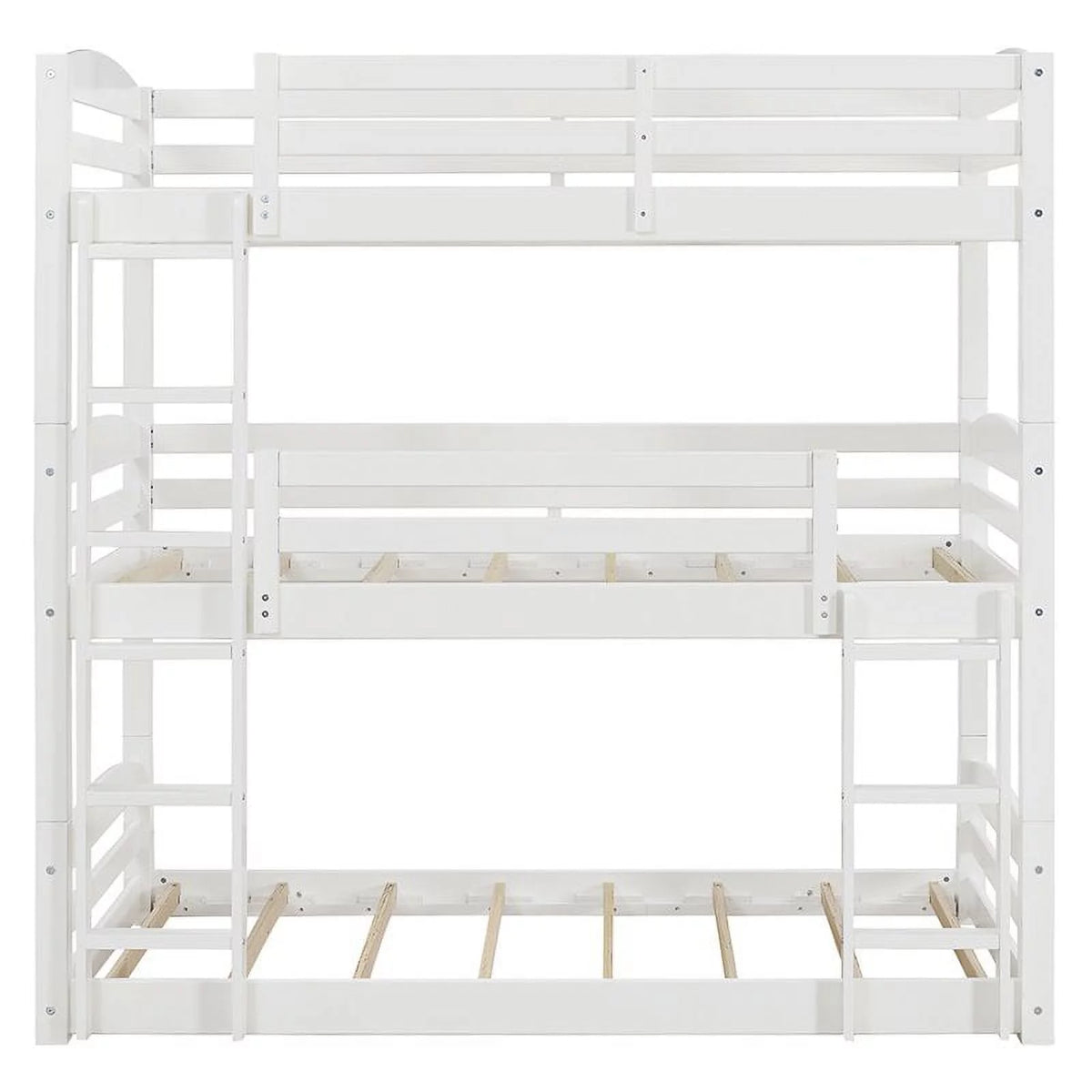 White Wood Twin Triple Bunk Bed P6864