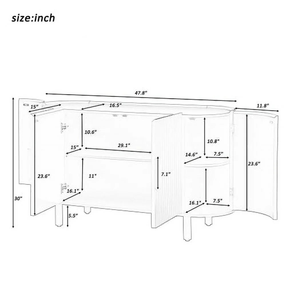 Black Curved Sideboard with Adjustable Shelves U677