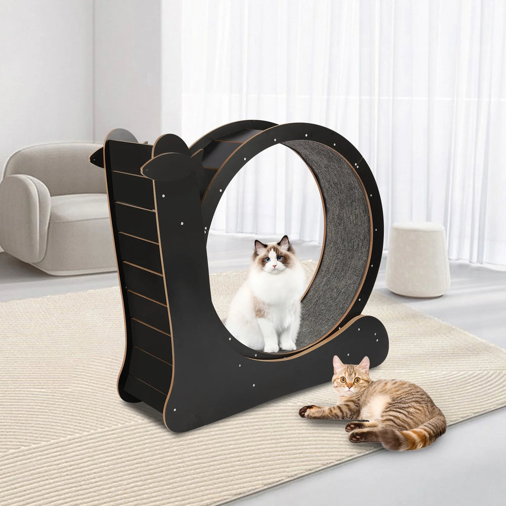 Cat Running Wheel Treadmill with Safety Lock Wooden Exercise Wheel F3395