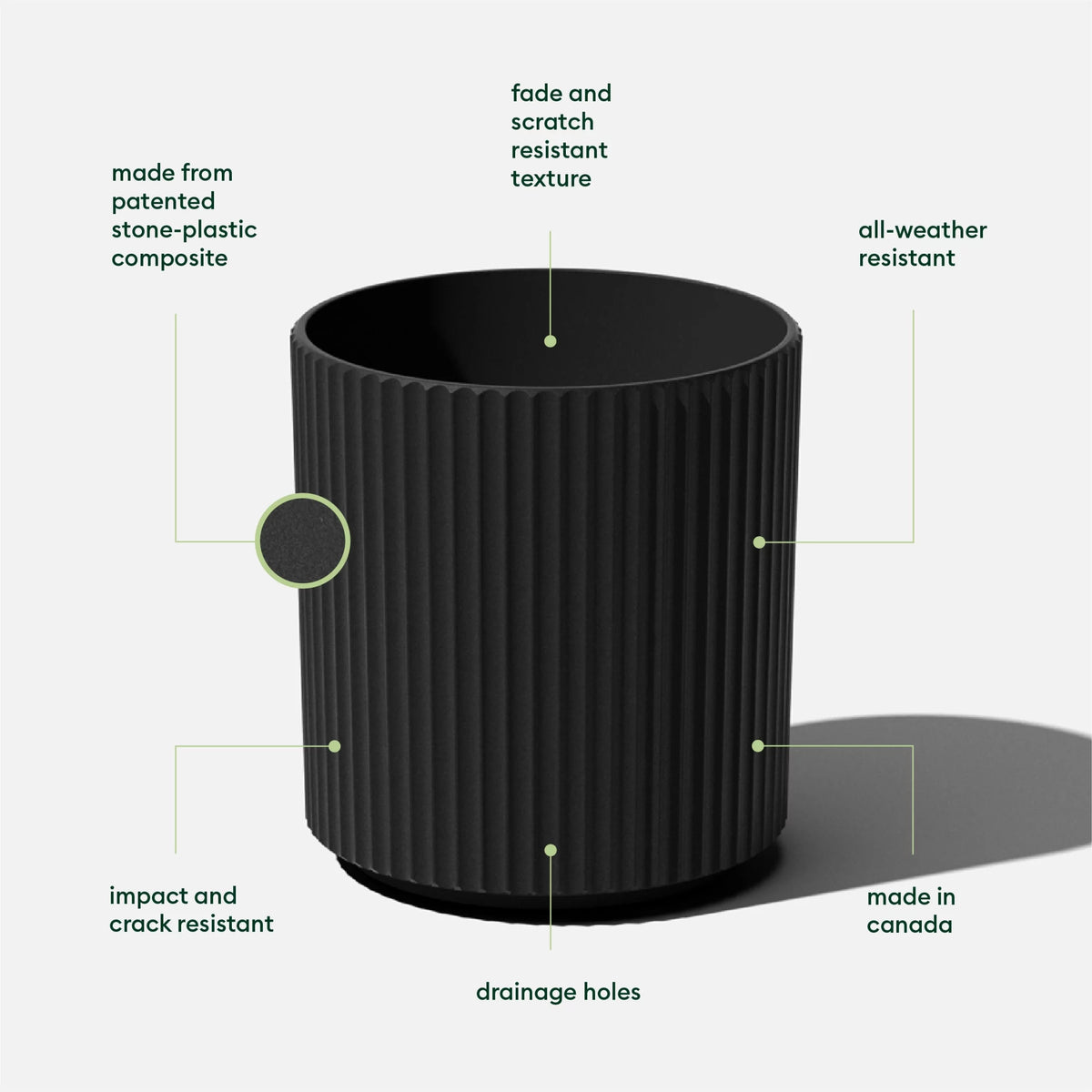 16" Plastic-Stone Planter Black C210