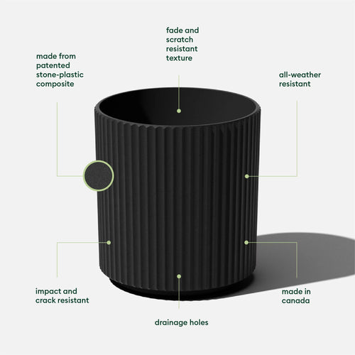 16" Plastic-Stone Planter Black C210