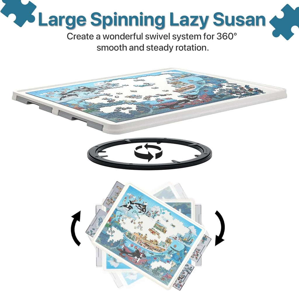 1500 Piece Wooden Puzzle Board with Folding Legs and 4 Drawers J279
