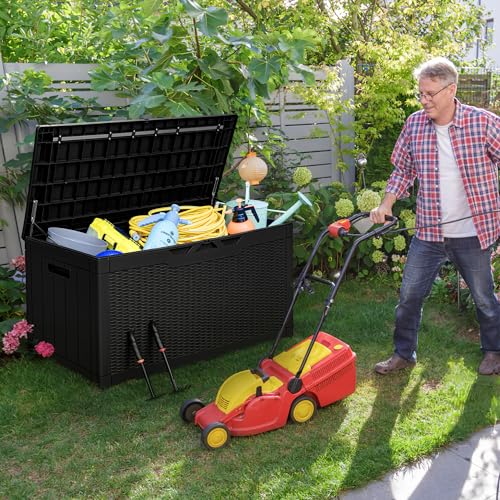 100 Gallon Resin Lockable Storage Box Black X112