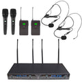 4 Channel UHF Wireless Microphone System with 2 Handheld and 2 Headset Microphones F1758