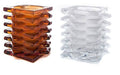 Amber and Clear Stacked Glass Candle Holders Pack of 12 Y399