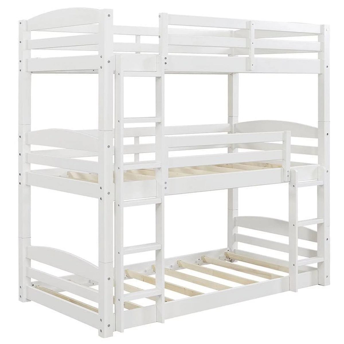 White Wood Twin Triple Bunk Bed P6864