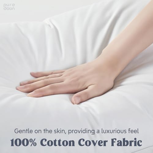 Set of 2 King Size Goose Feathers and Down White Pillows with Cotton Cover A29683