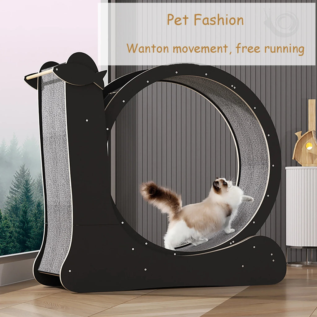 Cat Running Wheel Treadmill with Safety Lock Wooden Exercise Wheel F3395