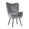 Taupe Velvet Button Tufted Wing Back Accent Chair H20477