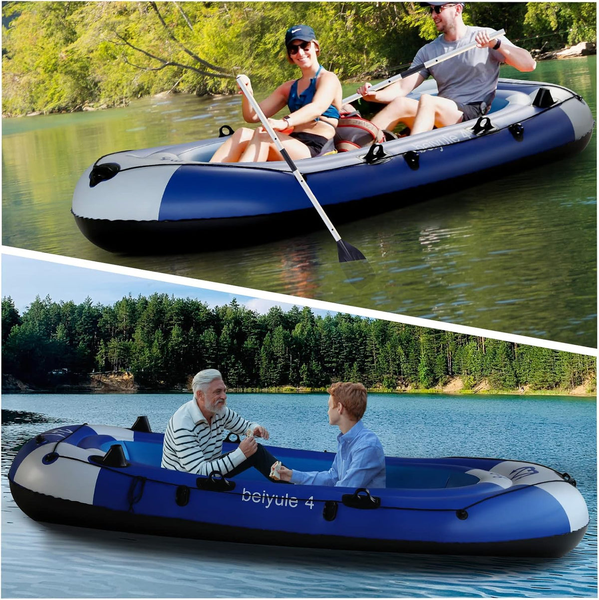 4 Person Inflatable Boat with Air Pump Rope Paddle Repair Patch Y276199
