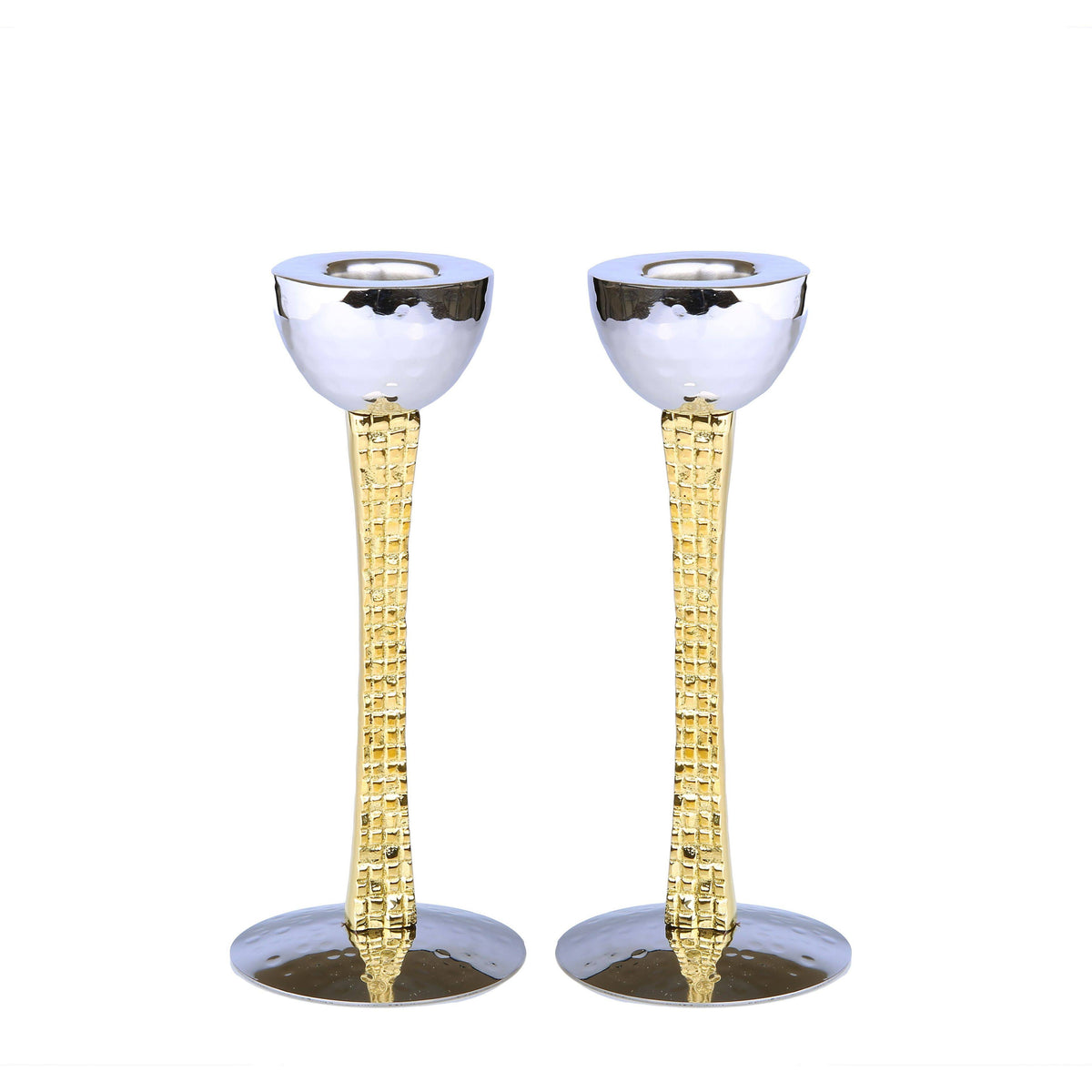 Set of 2 Gold Candle Holders with Mosaic Design W64148