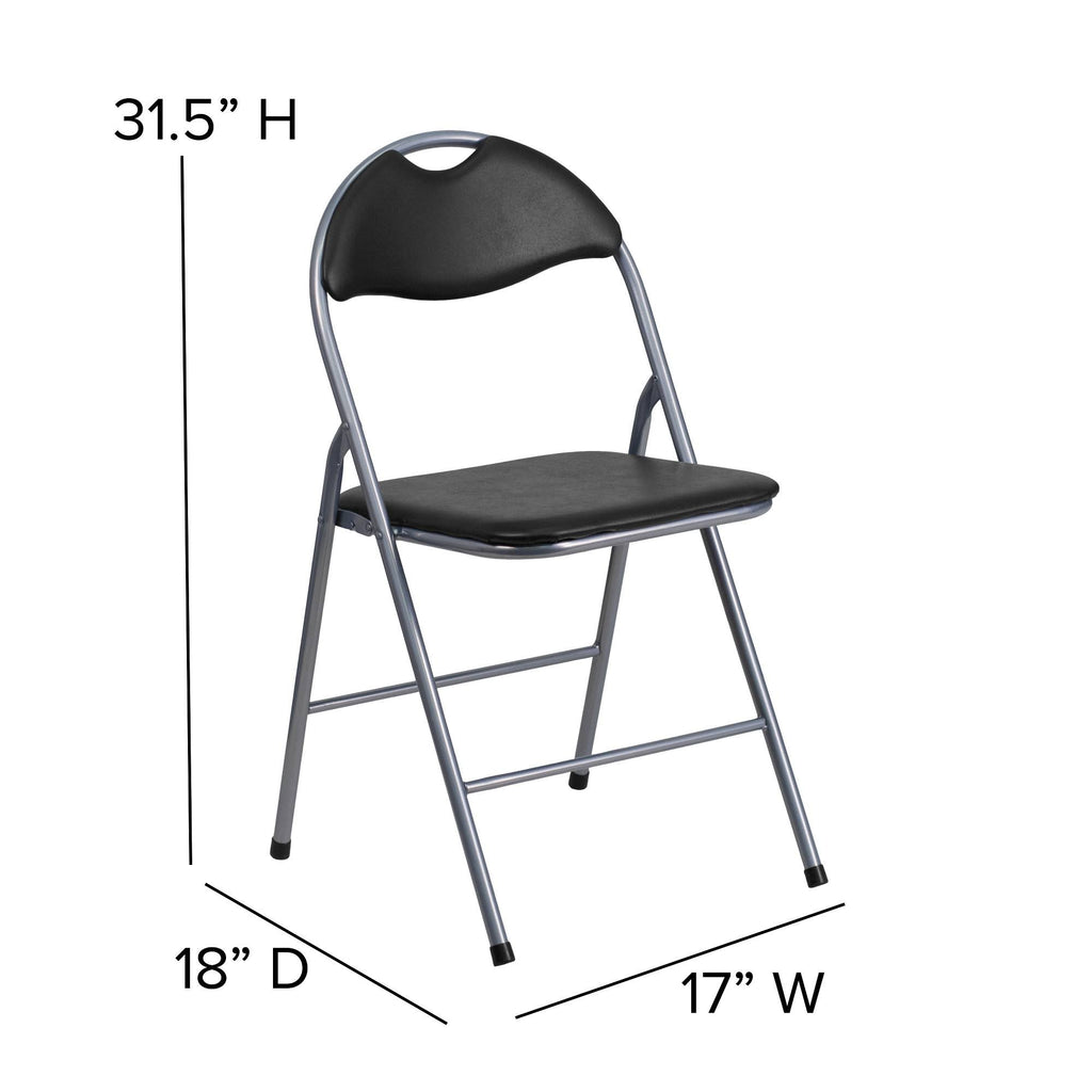 Black Vinyl Metal Folding Chair 4 Pk E851