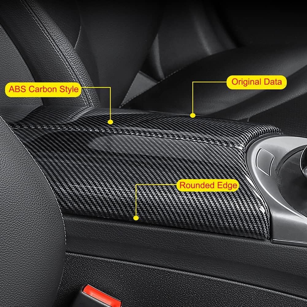 Car Interior Center Console Armrest Storage Box Protective Cover Trim (Carbon Fiber Color) E1468