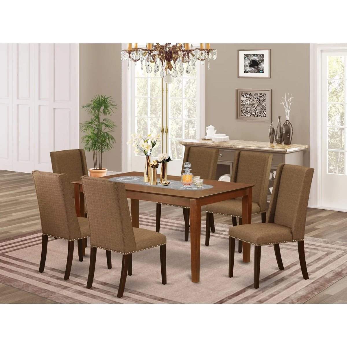 7-Piece Dining Table Set with 6 Chairs A592