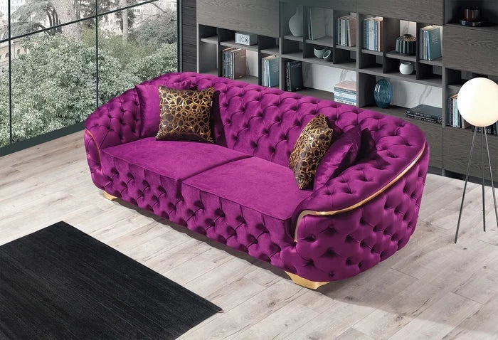 Purple Velvet Sofa & Loveseat Q7356