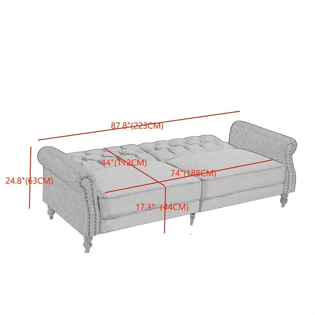 Blue Velvet Convertible Sofa Bed A9106