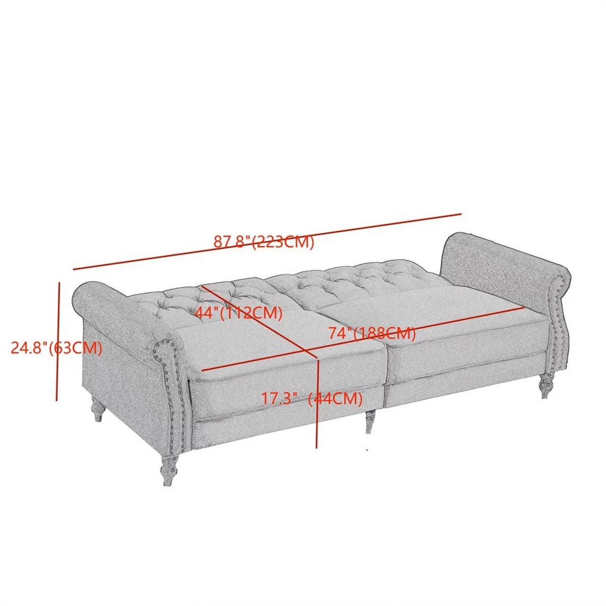 Blue Velvet Convertible Sofa Bed A9106