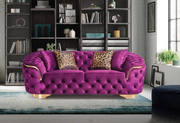 Purple Velvet Sofa & Loveseat Q7356