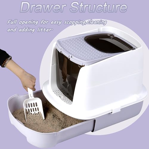 Grey Enclosed Cat Litter Box with Lid U607487