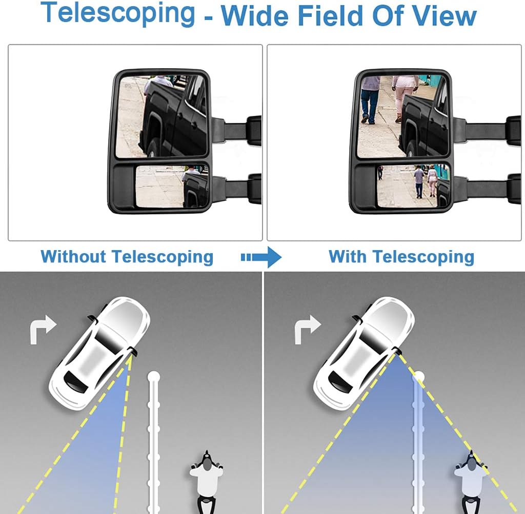 Chrome Housing Heated Power Towing Mirrors for Ford F-150 E1029