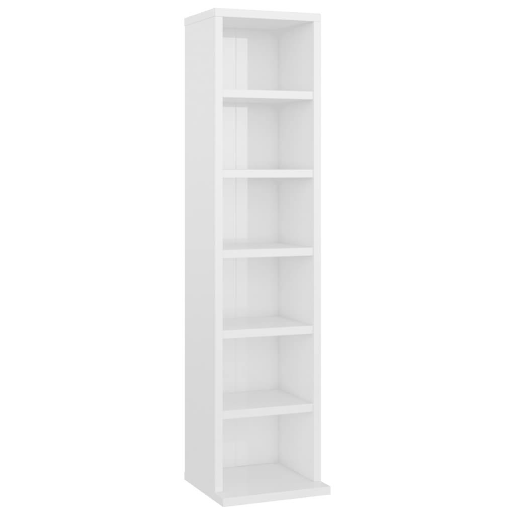 High Gloss White Chipboard CD Cabinet B347