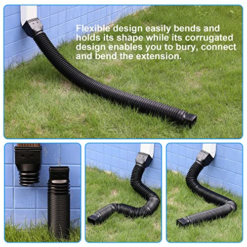 4 pack Flexible Rain Gutter Downspout Extensions Black V466