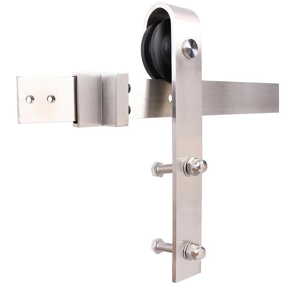 Solid Weather Oak Stained Knotty Pine Wood Interior Sliding Barn Door with Hardware Kit R20858