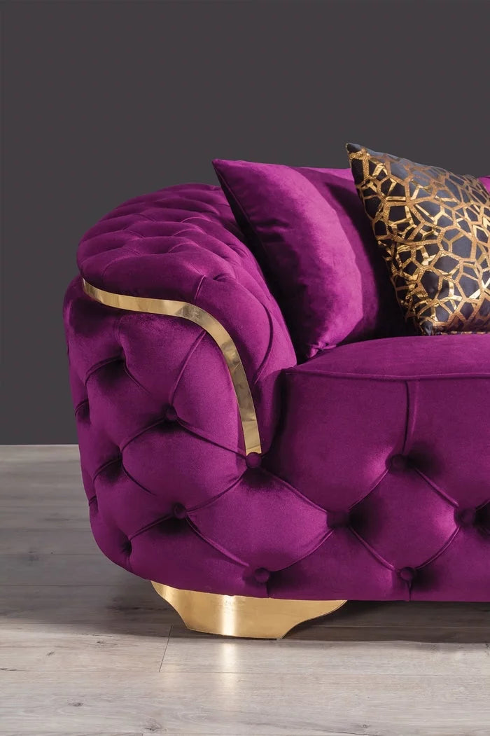 Purple Velvet Sofa & Loveseat Q7356