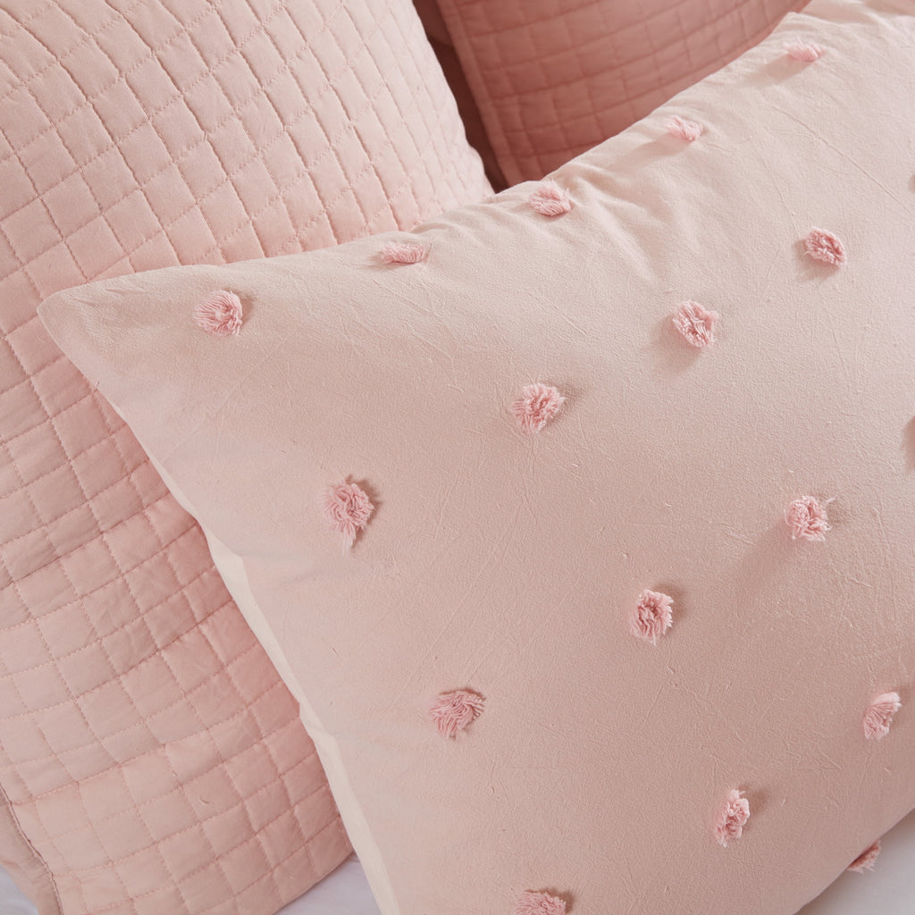 Cotton Jacquard Pink 5-Piece Comforter Set B3626