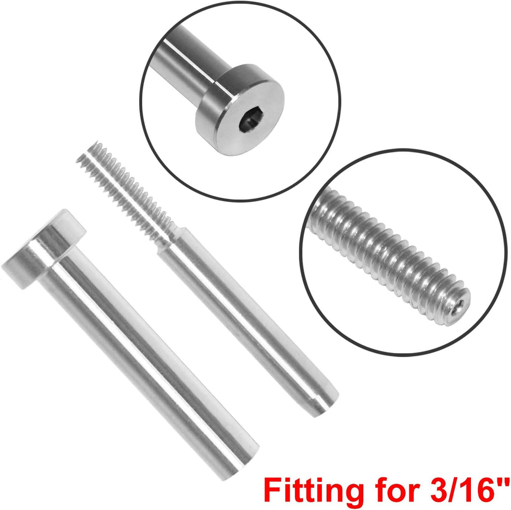 40 Pack Stainless Steel Invisible Receiver and Swage Stud End for 3/16 Inch Cable Railing M34746