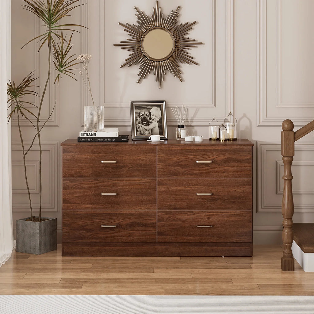 Black 6 Drawer Wood Dresser Z962