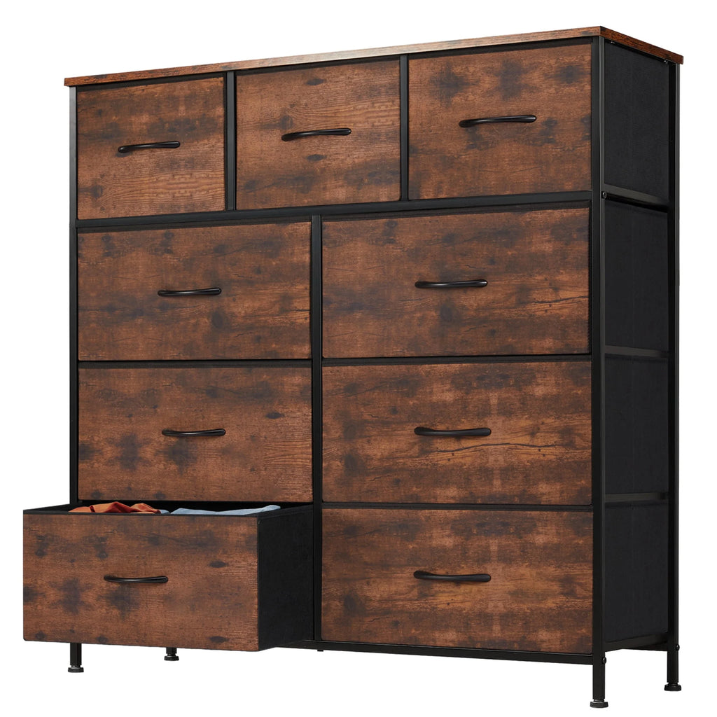 Black 5 Drawer Fabric Dresser with Wood Top N920425