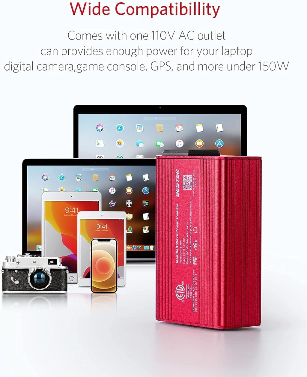 300W Power Inverter and 150W Car Power Inverter DC 12V to 110V AC USB Car Charger Pack of 2 Z26916