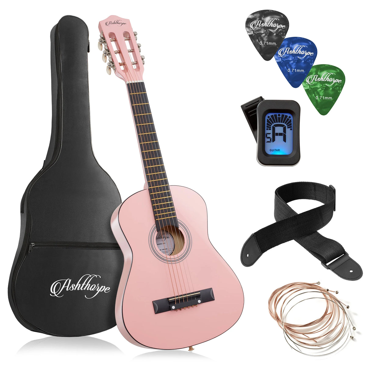 30-Inch Beginner Acoustic Guitar Starter Package, Pink K8017