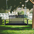Black Wood Porch Swing with Armrests and Hanging Chains X17119