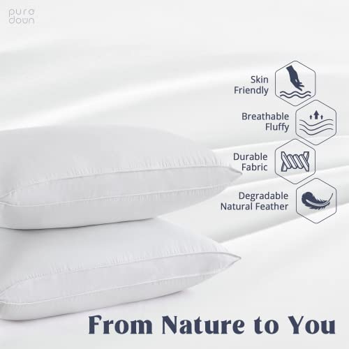 Set of 2 King Size Goose Feathers and Down White Pillows with Cotton Cover A29683