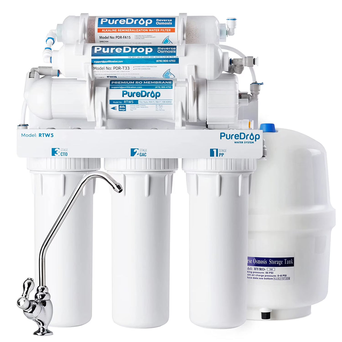 Reverse Osmosis Alkaline Water Filtration System, 6 Stage Under Sink RO Water Filter with Faucet W763114