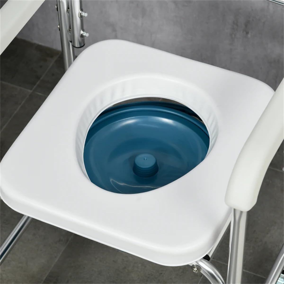 White Rolling Shower Wheelchair with Commode, 4 Lockable Wheels K2231