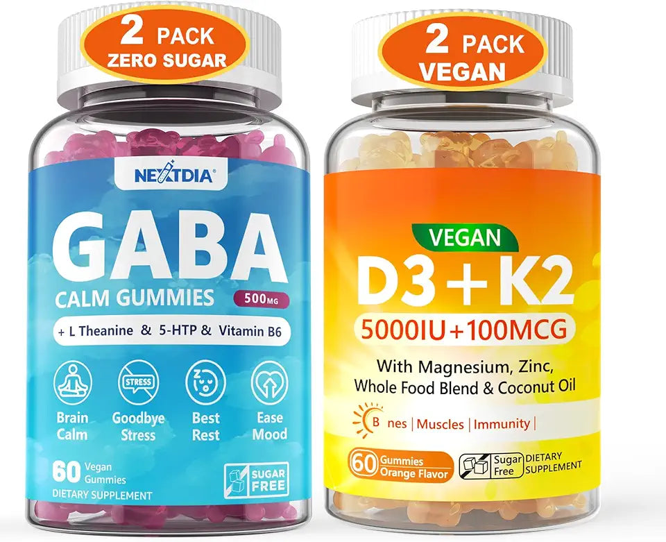 GABA Gummies 500 mg + Vegan Vitamin D3 5000IU K2 Gummies B1781