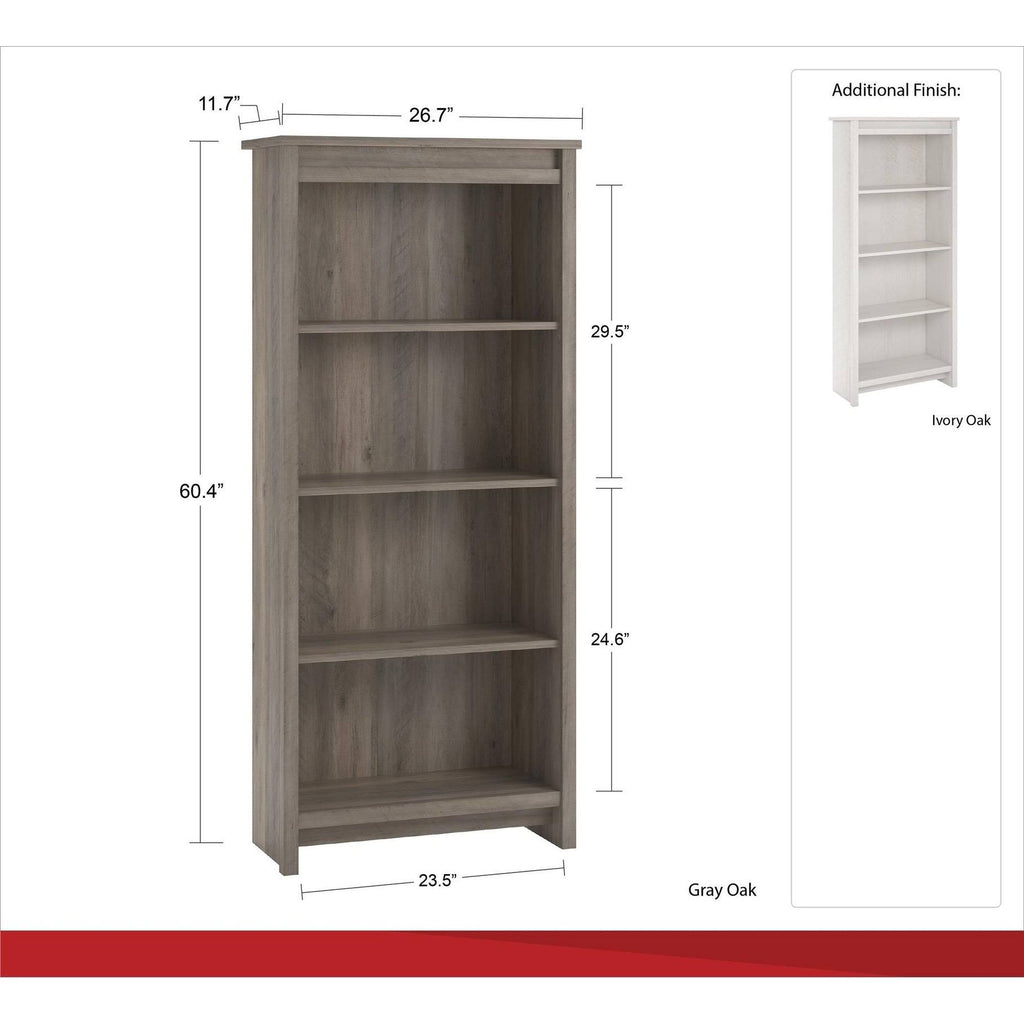 Ivory Oak 4 Shelf Bookcase J7233