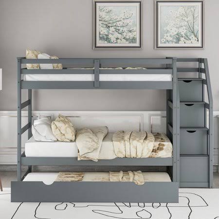Twin-Over-Twin Bunk Bed with 3 Storage Drawers C24807
