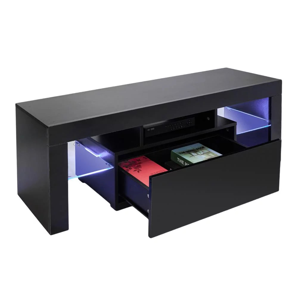 Black Particle Board TV Stand with 1 Drawer J489731