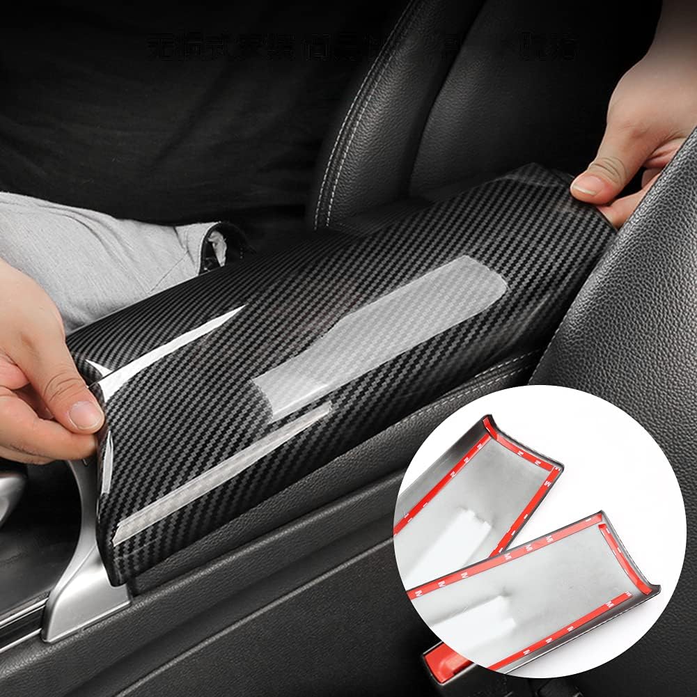 Car Interior Center Console Armrest Storage Box Protective Cover Trim (Carbon Fiber Color) E1468
