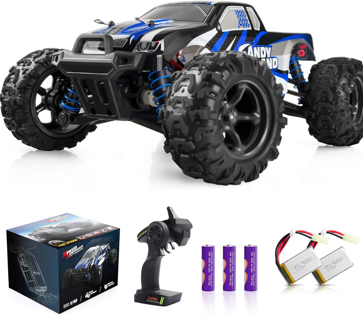 Remote Control Off Road Monster Truck 1:18 Scale 4WD Blue F844641