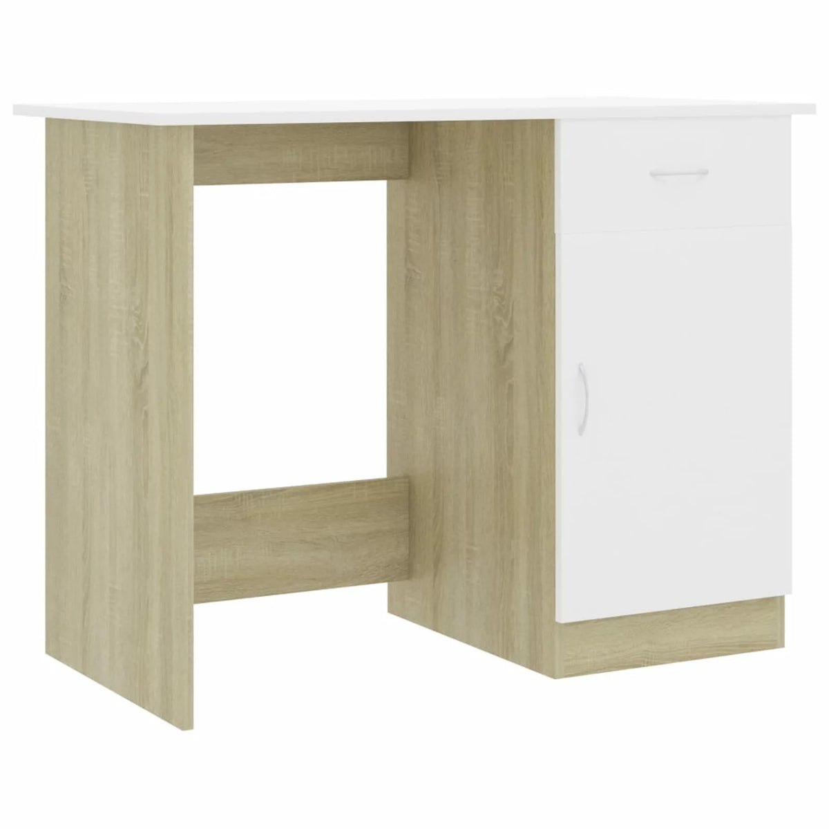 White Computer Desk with Storage Drawer and Door Cabinet E29400