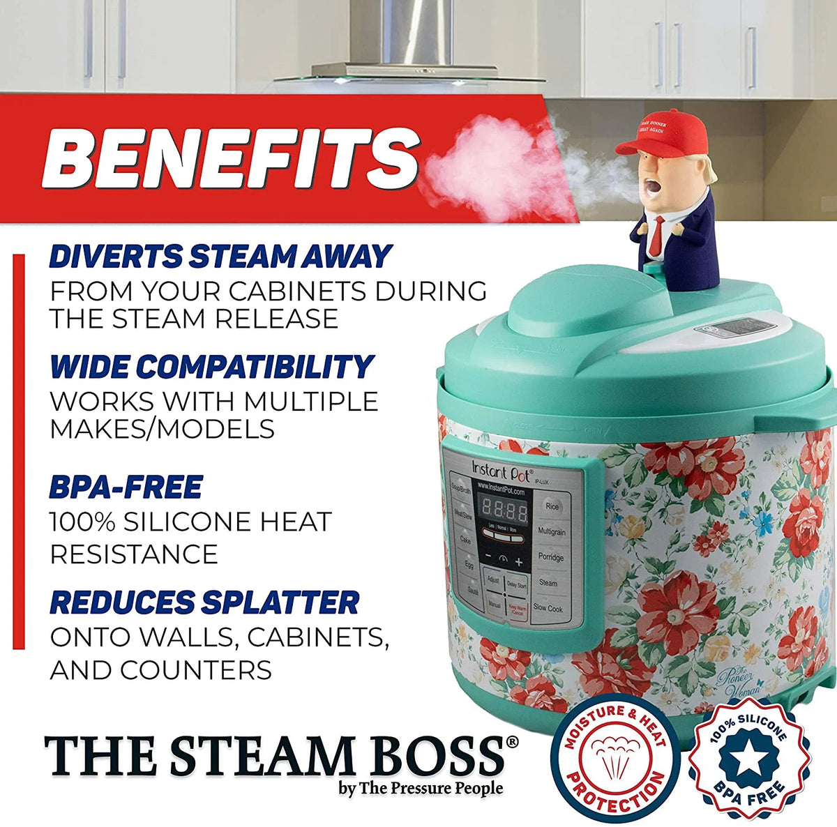 Steam Diverter Kitchen Accessory for 3, 6, 8 Quart Sizes J485